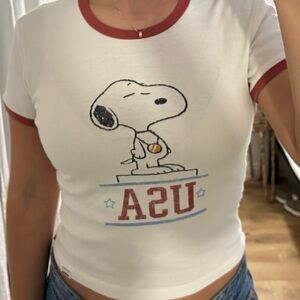 Peanuts Snoopy USA Red and White Tee